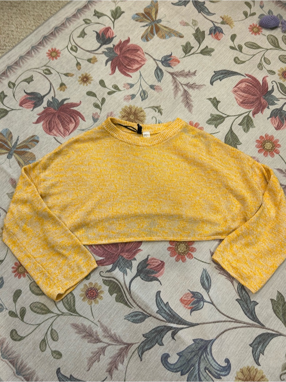 Yellow Marled Cropped Knit Sweater - Women